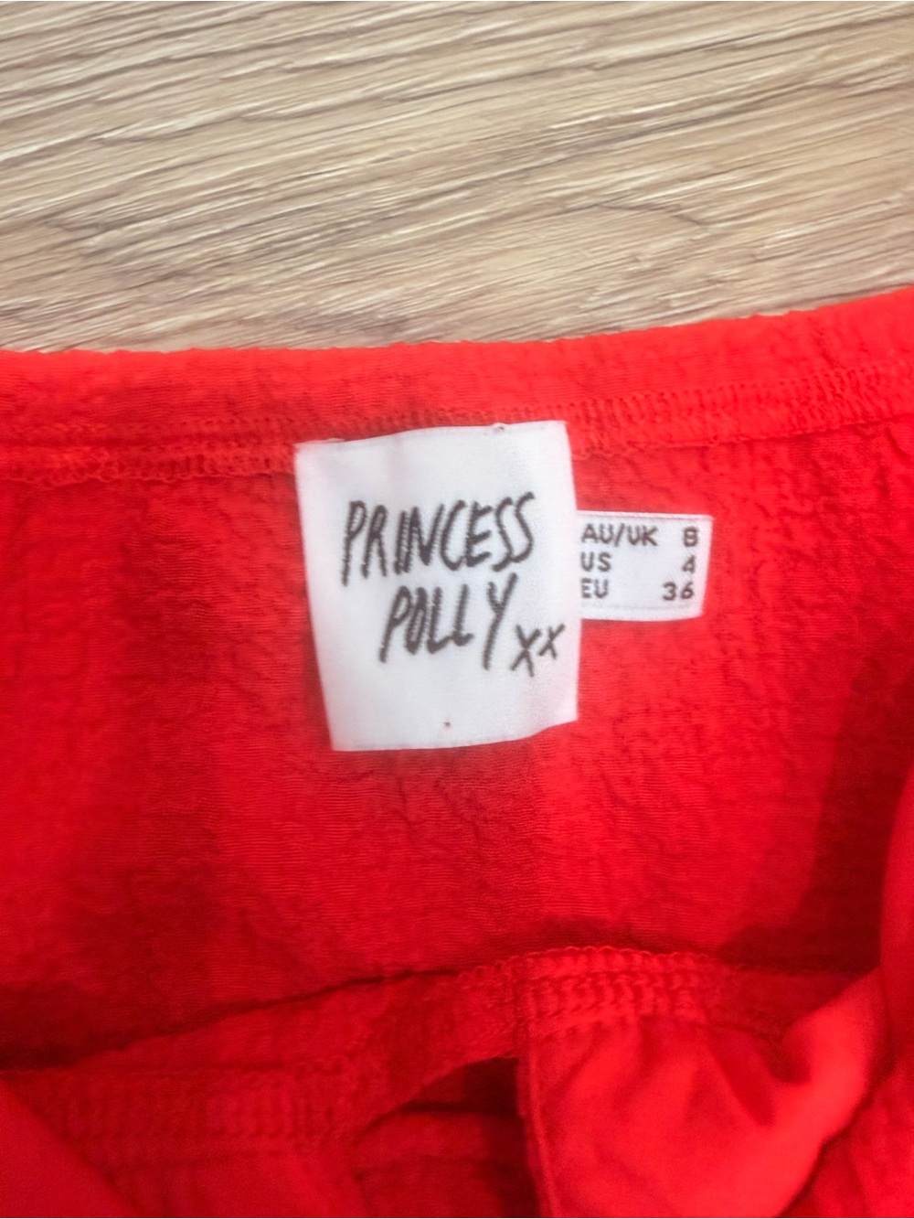 Princess Polly Red Puff Sleeve Tie-Front Crop 0217 - Picture 2 of 4
